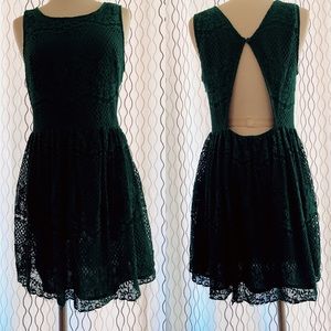 Short peacock(blue-green) lace dress